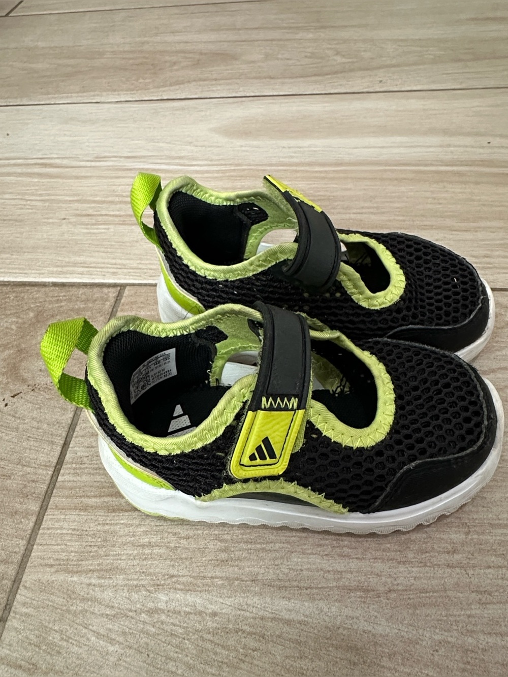 adidas Toddler Black & Neon Green Mesh Water Shoes